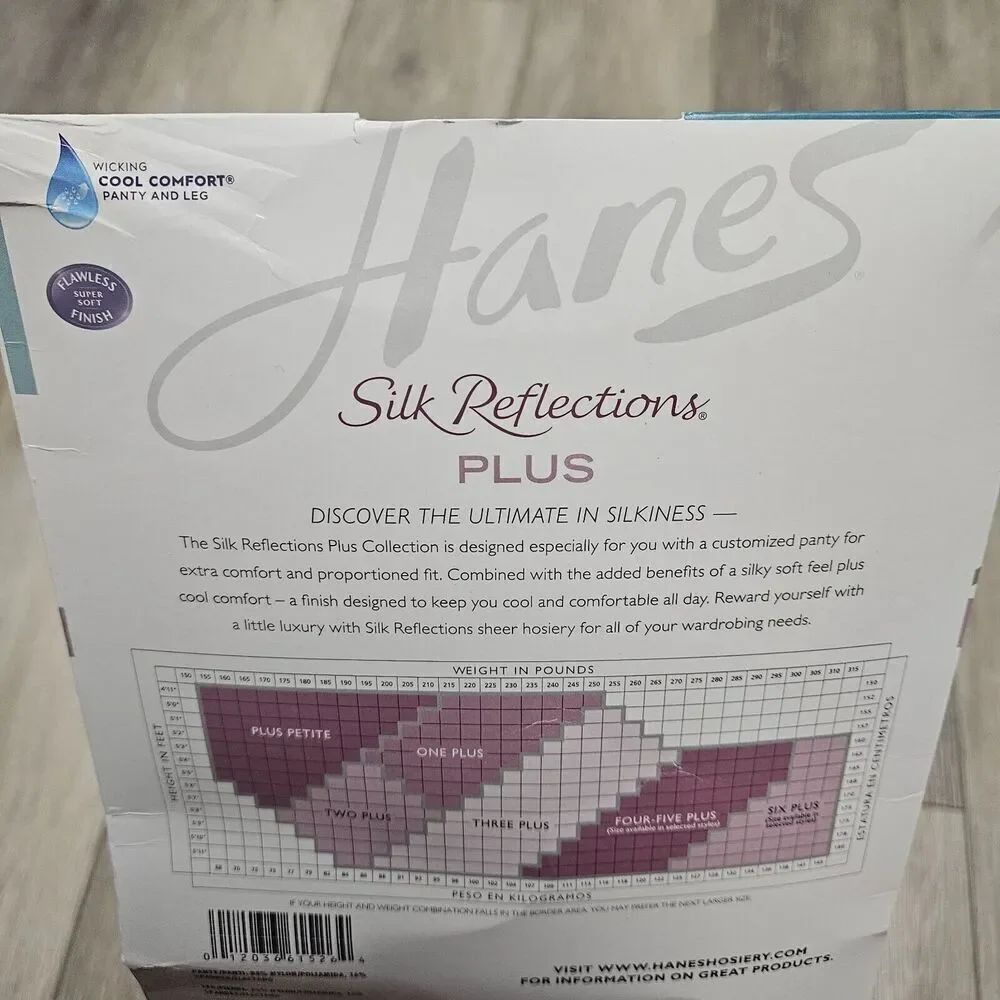 Hanes Silk Reflections Control Top Enhanced Toe Size Plus Petite Pearl Wicking